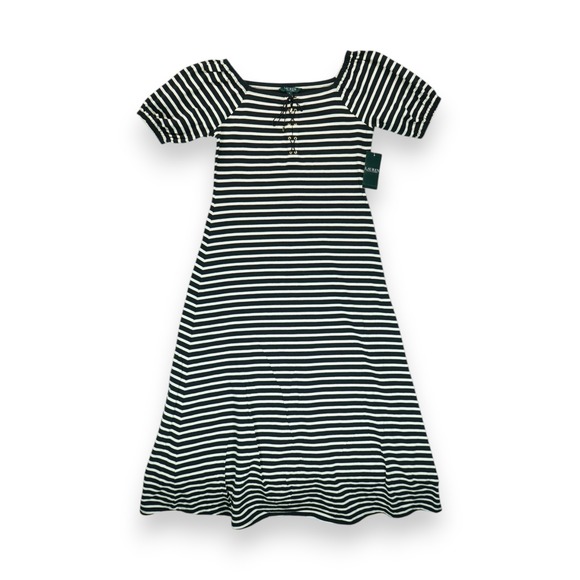 NWT Lauren Ralph Lauren Striped Off-the-Shoulder Maxi Dress Size Medium Women's - Picture 1 of 8